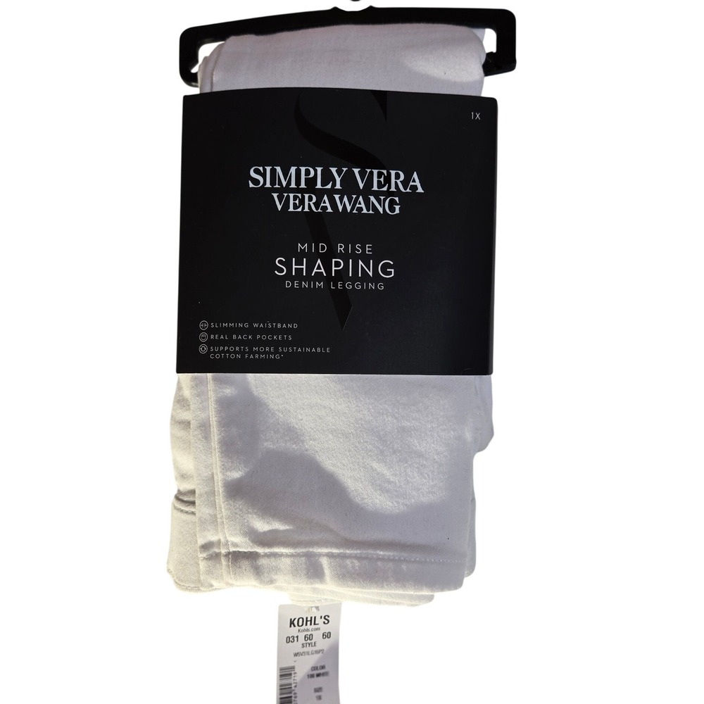 Simply Vera Vera Wang White Mid Rise Shaping Denim Leggings 1X NWT